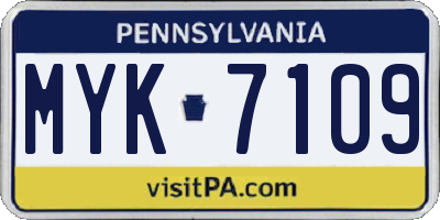 PA license plate MYK7109