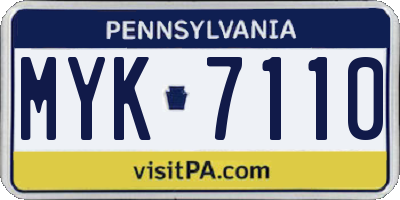 PA license plate MYK7110