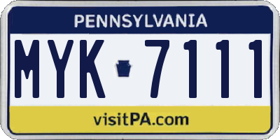 PA license plate MYK7111