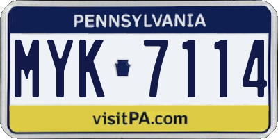 PA license plate MYK7114