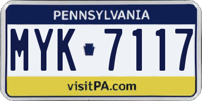 PA license plate MYK7117