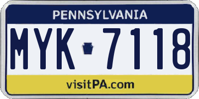 PA license plate MYK7118
