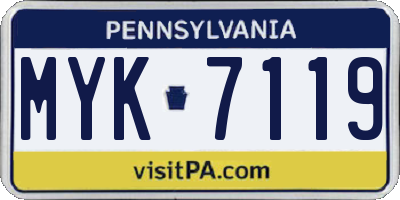 PA license plate MYK7119