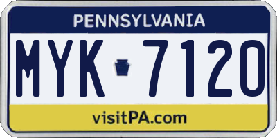 PA license plate MYK7120