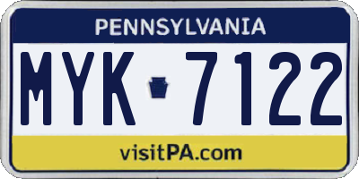 PA license plate MYK7122