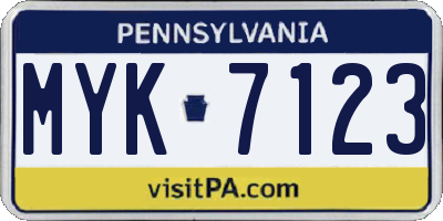 PA license plate MYK7123