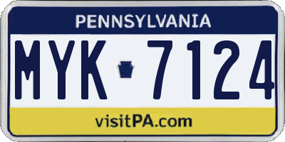 PA license plate MYK7124
