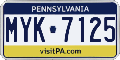 PA license plate MYK7125