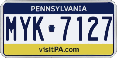 PA license plate MYK7127