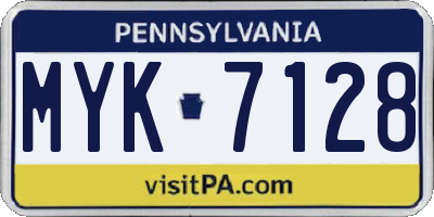 PA license plate MYK7128