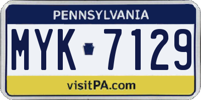 PA license plate MYK7129