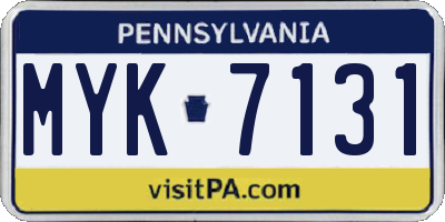 PA license plate MYK7131