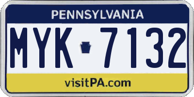 PA license plate MYK7132