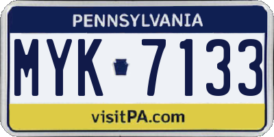 PA license plate MYK7133