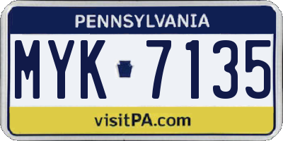 PA license plate MYK7135
