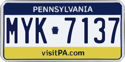 PA license plate MYK7137