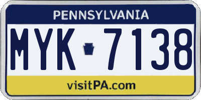 PA license plate MYK7138