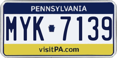PA license plate MYK7139