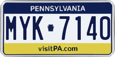 PA license plate MYK7140