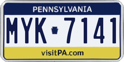 PA license plate MYK7141