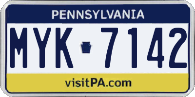 PA license plate MYK7142