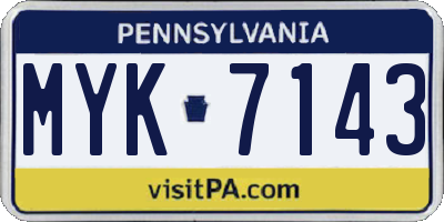 PA license plate MYK7143