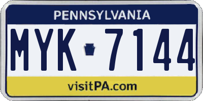 PA license plate MYK7144