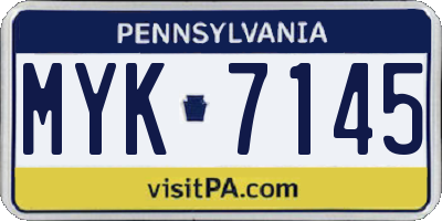 PA license plate MYK7145