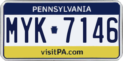 PA license plate MYK7146
