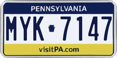 PA license plate MYK7147
