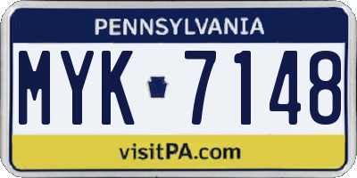 PA license plate MYK7148