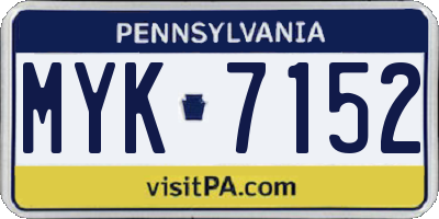 PA license plate MYK7152