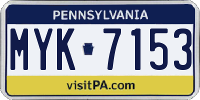 PA license plate MYK7153