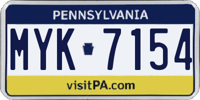 PA license plate MYK7154