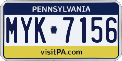 PA license plate MYK7156