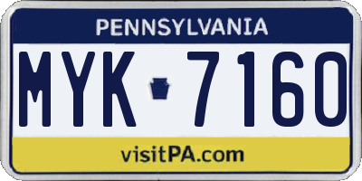 PA license plate MYK7160