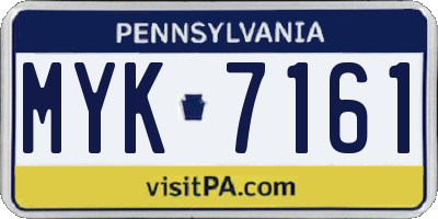 PA license plate MYK7161