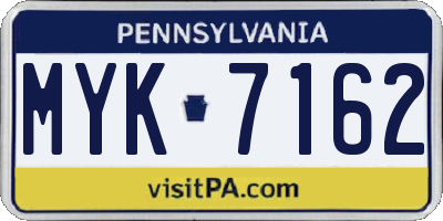 PA license plate MYK7162