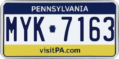 PA license plate MYK7163