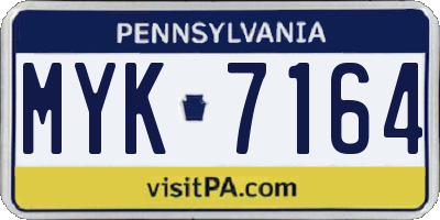 PA license plate MYK7164