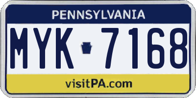 PA license plate MYK7168
