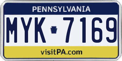 PA license plate MYK7169