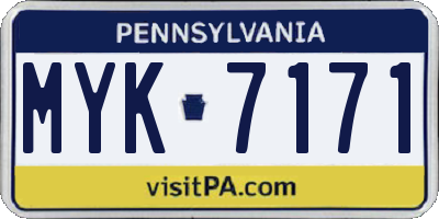 PA license plate MYK7171
