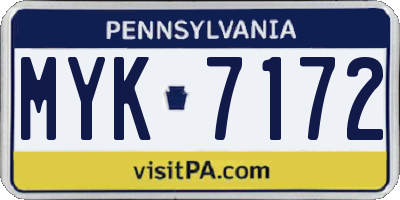 PA license plate MYK7172
