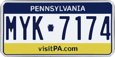 PA license plate MYK7174