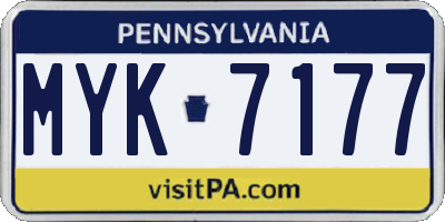 PA license plate MYK7177