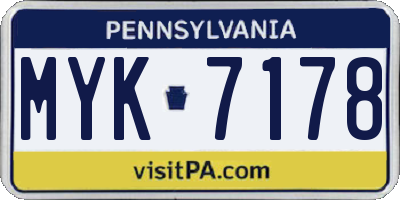 PA license plate MYK7178