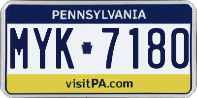 PA license plate MYK7180
