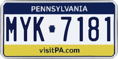 PA license plate MYK7181