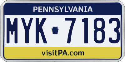 PA license plate MYK7183